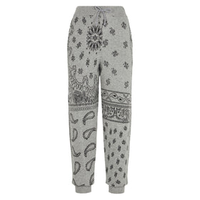 Leichte Strick-Jogginghose für Damen mit grauem Bandana-Print