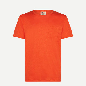 Man orange linen jersey t-shirt