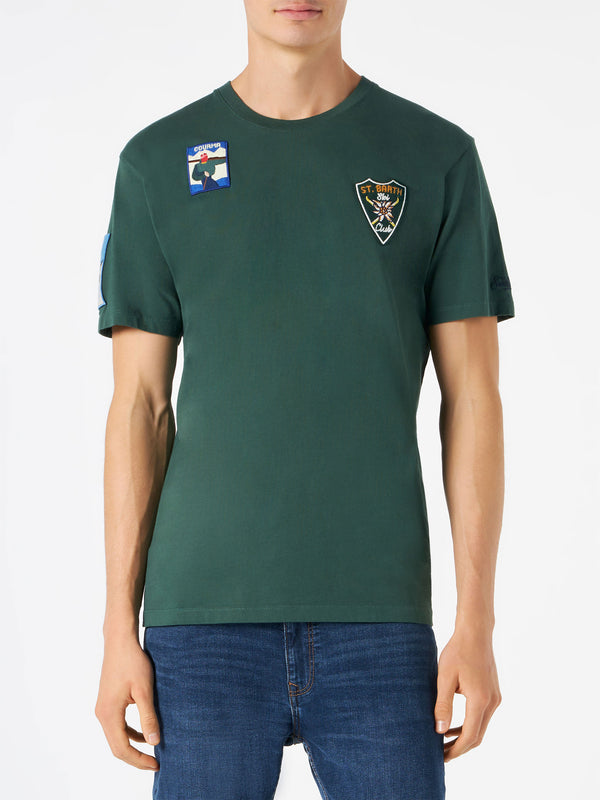 T-shirt uomo verde bosco con toppe