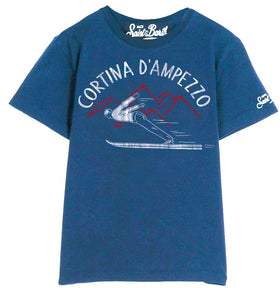 Bluette Cotton T-Shirt Cortina d'Ampezzo - MC2 Saint Barth