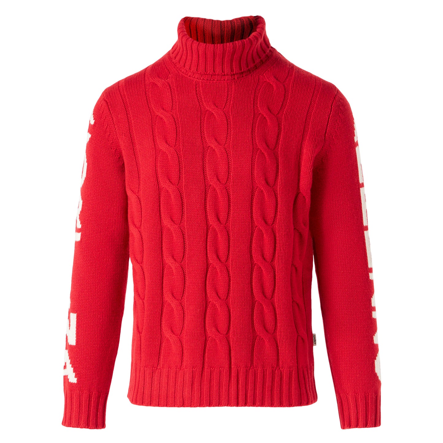 Maglione da uomo a collo alto intrecciato con stampa Cortina Ampezzo