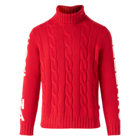 Maglione da uomo a collo alto intrecciato con stampa Cortina Ampezzo