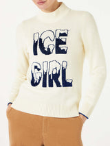 Half turtleneck sweater Ice Girl lurex graphic