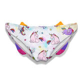 Slip da bagno da bambina stampa unicorno con fiocco