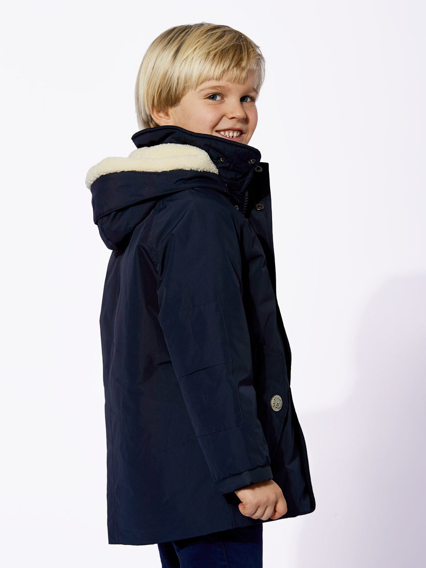 Boy hooded blue parka jacket Voyager Jr - MC2 Saint Barth