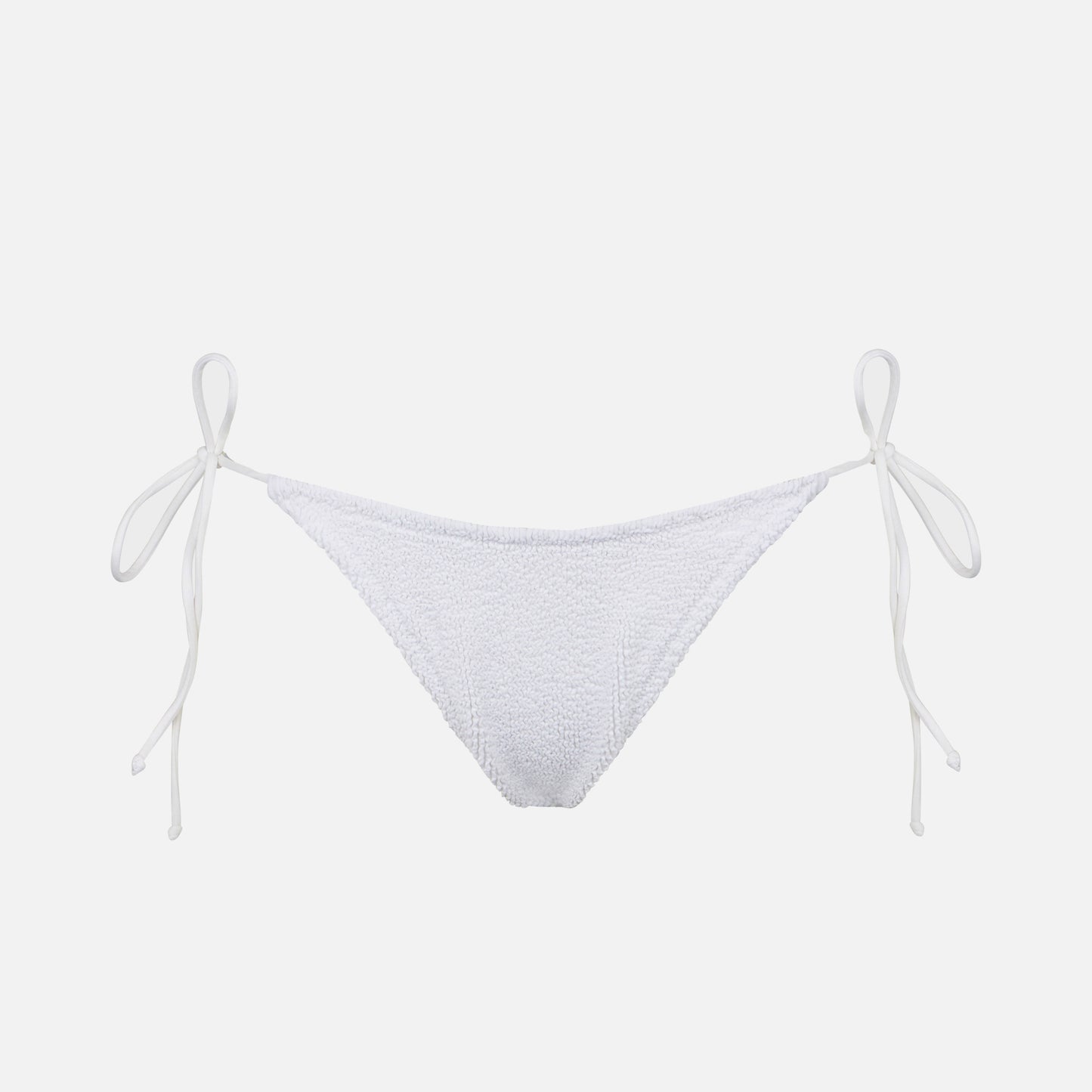Woman white crinkle swim briefs with side laces