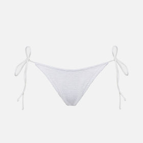 Woman white crinkle swim briefs with side laces