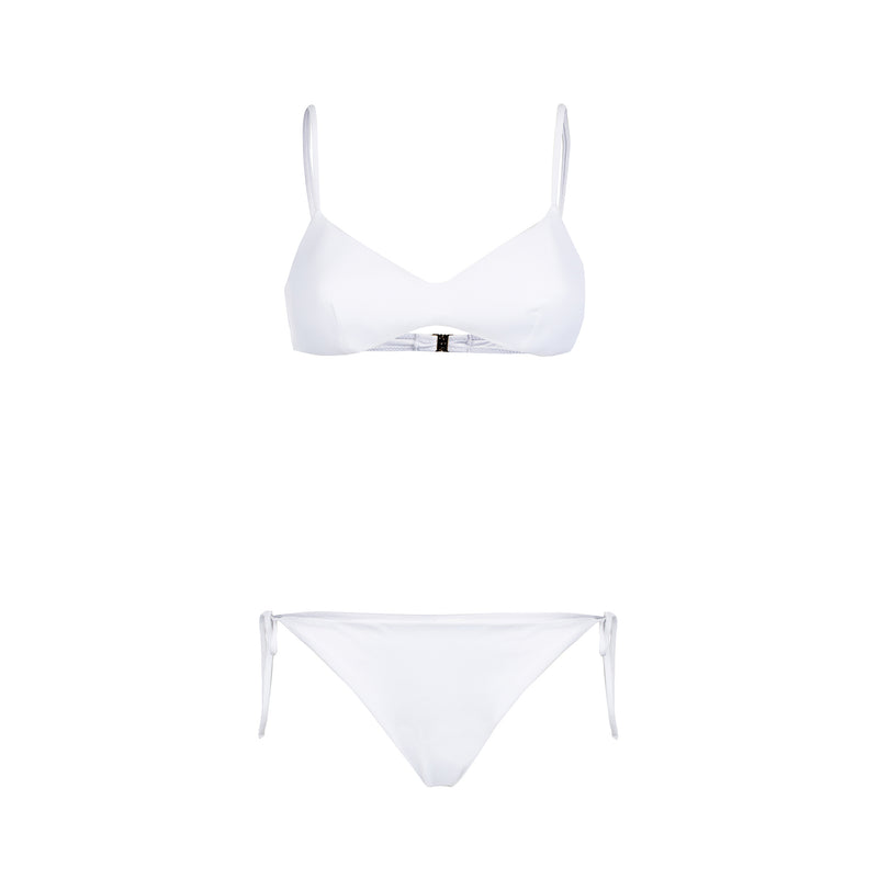 Bikini a bralette a costine bianco