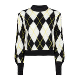 Woman brushed sweater with argyle pattern