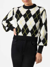 Woman brushed sweater with argyle pattern