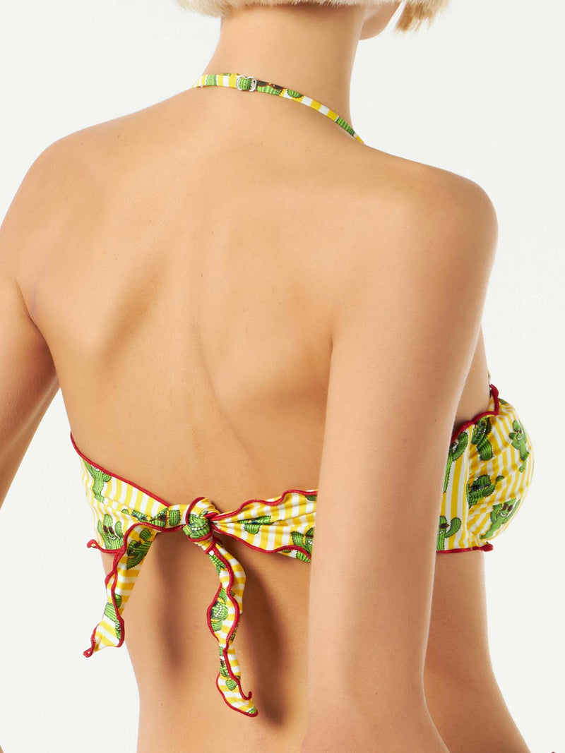 Woman bandeau top with cactus print