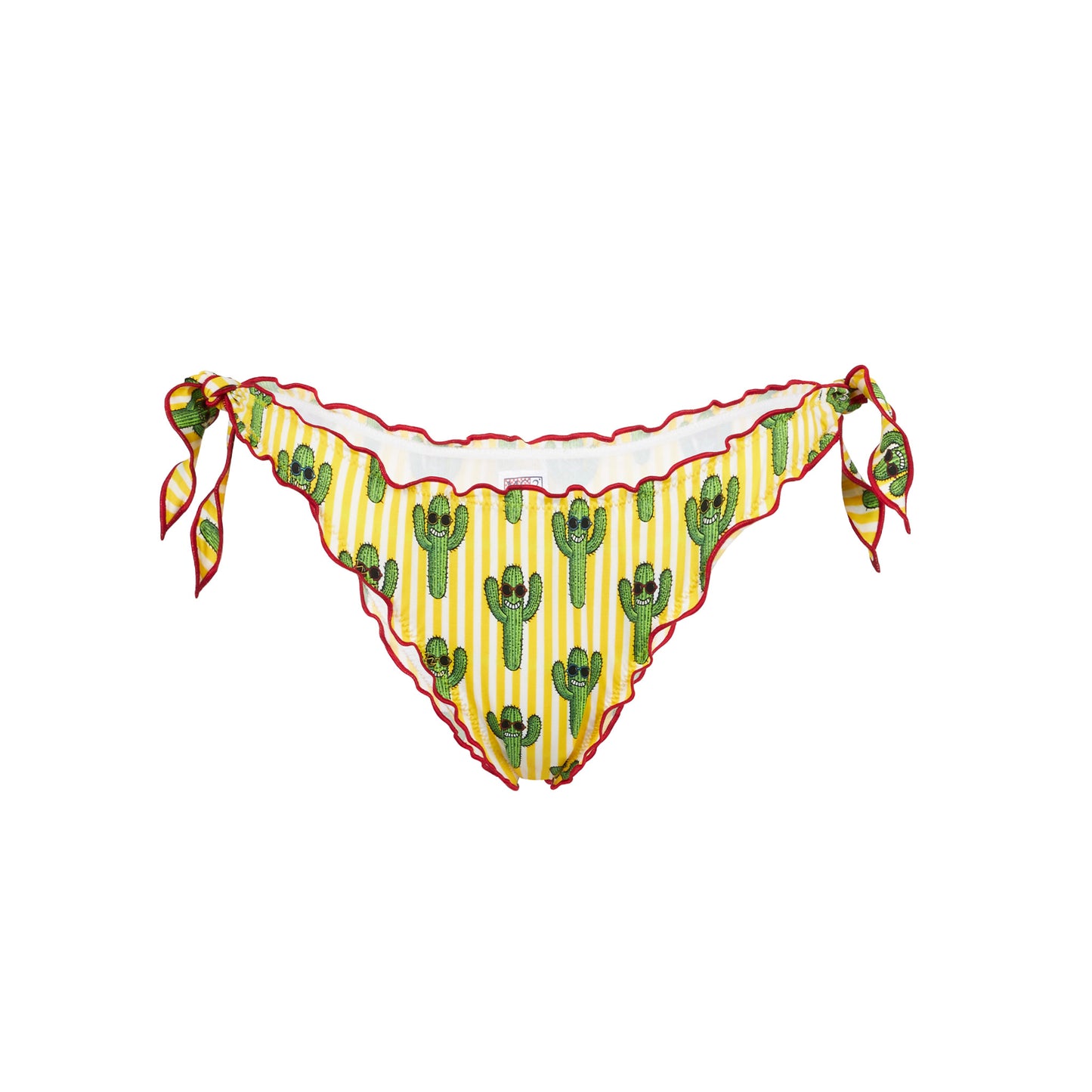 Slip da bagno sgambato da donna con volant e stampa cactus