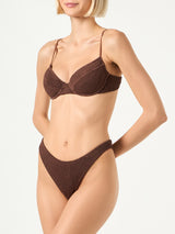 Woman brown crinkle underwired bralette bikini