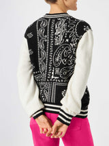 Woman college jacket with bandanna print