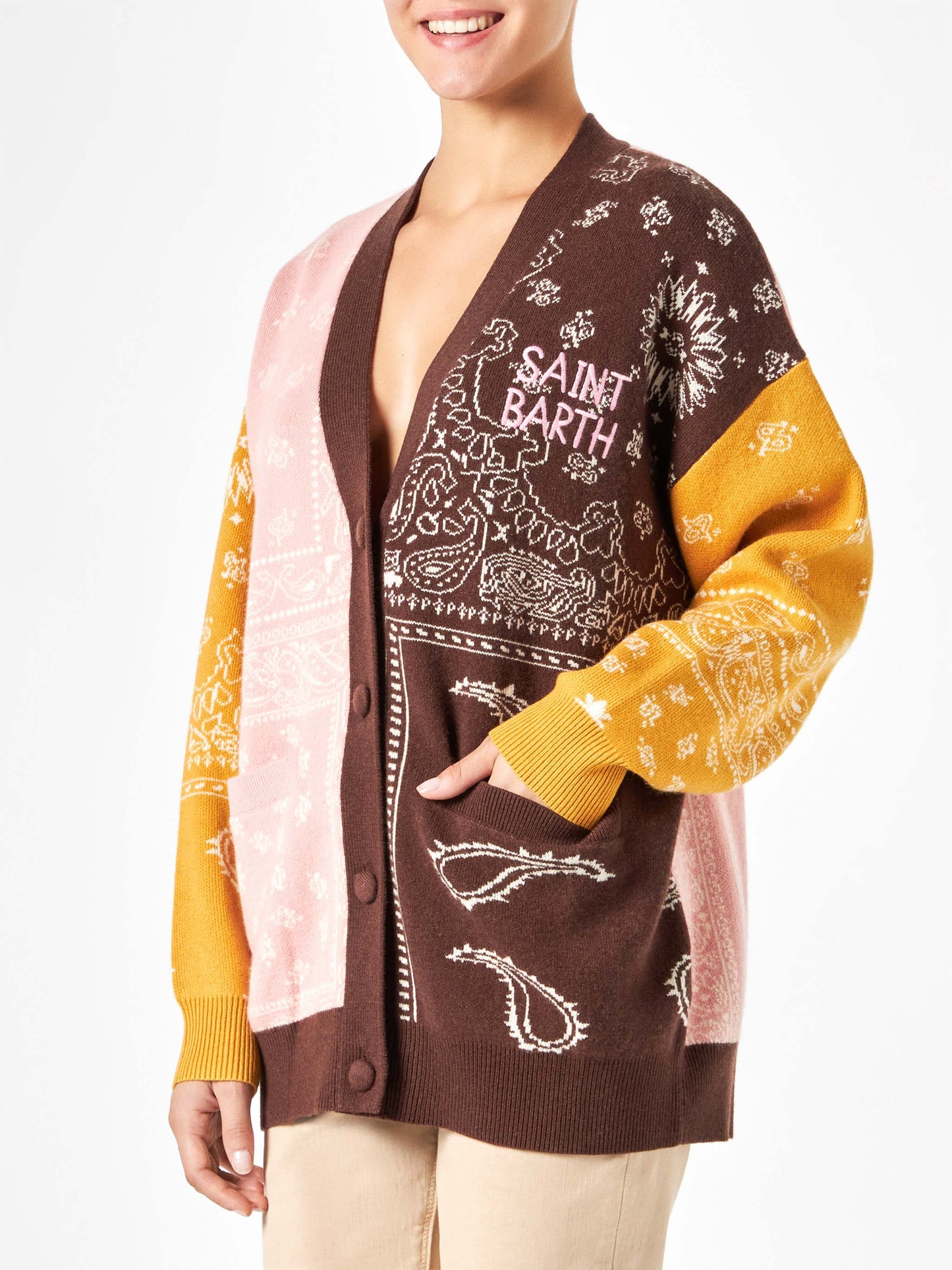 Cardigan da donna con stampa bandana