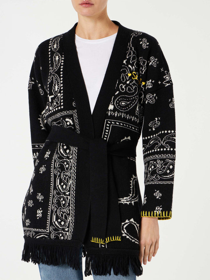 Cappotto da donna bandana con cintura e ricamo St. Barth