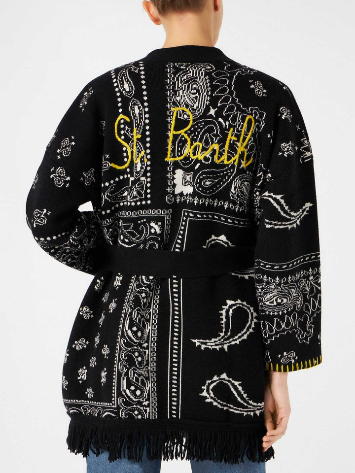 Cappotto da donna bandana con cintura e ricamo St. Barth