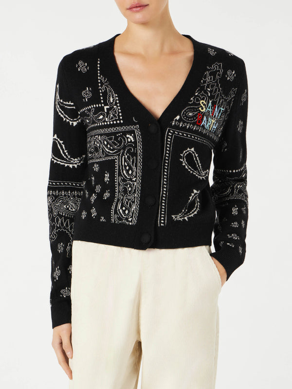 Woman cropped cardigan with Saint Barth embroidery