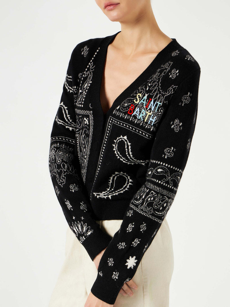 Woman cropped cardigan with Saint Barth embroidery