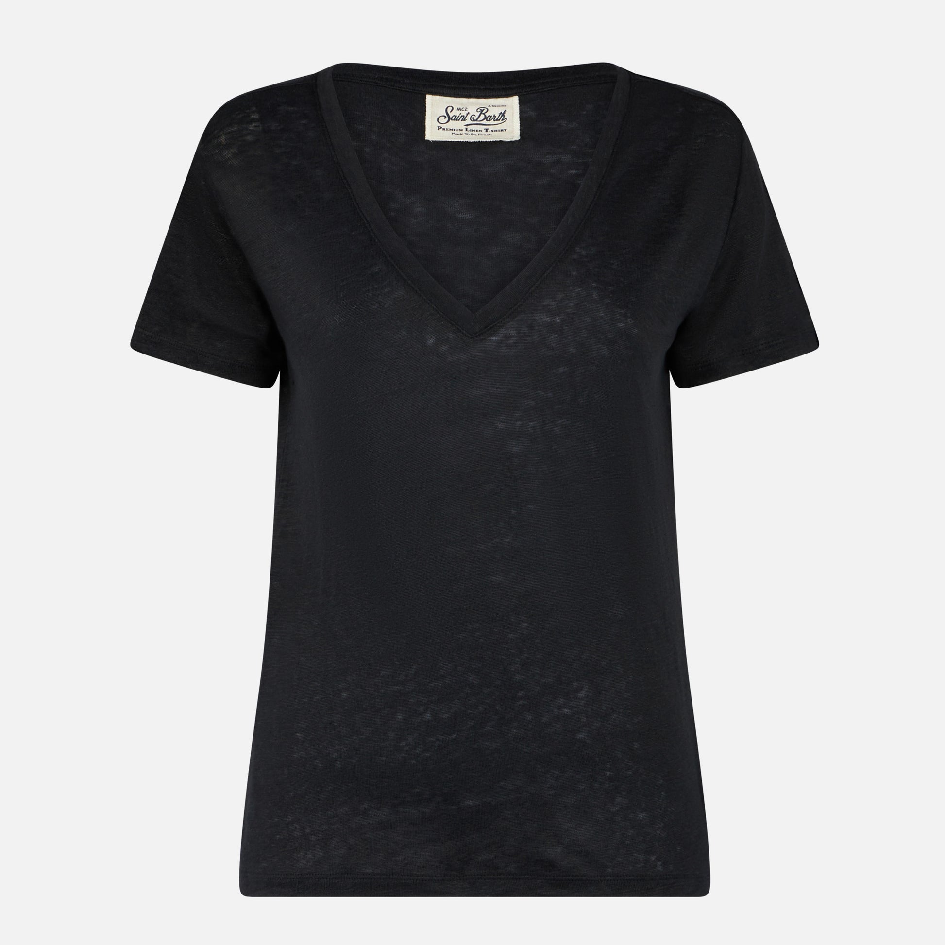 Woman black linen t-shirt - MC2 Saint Barth