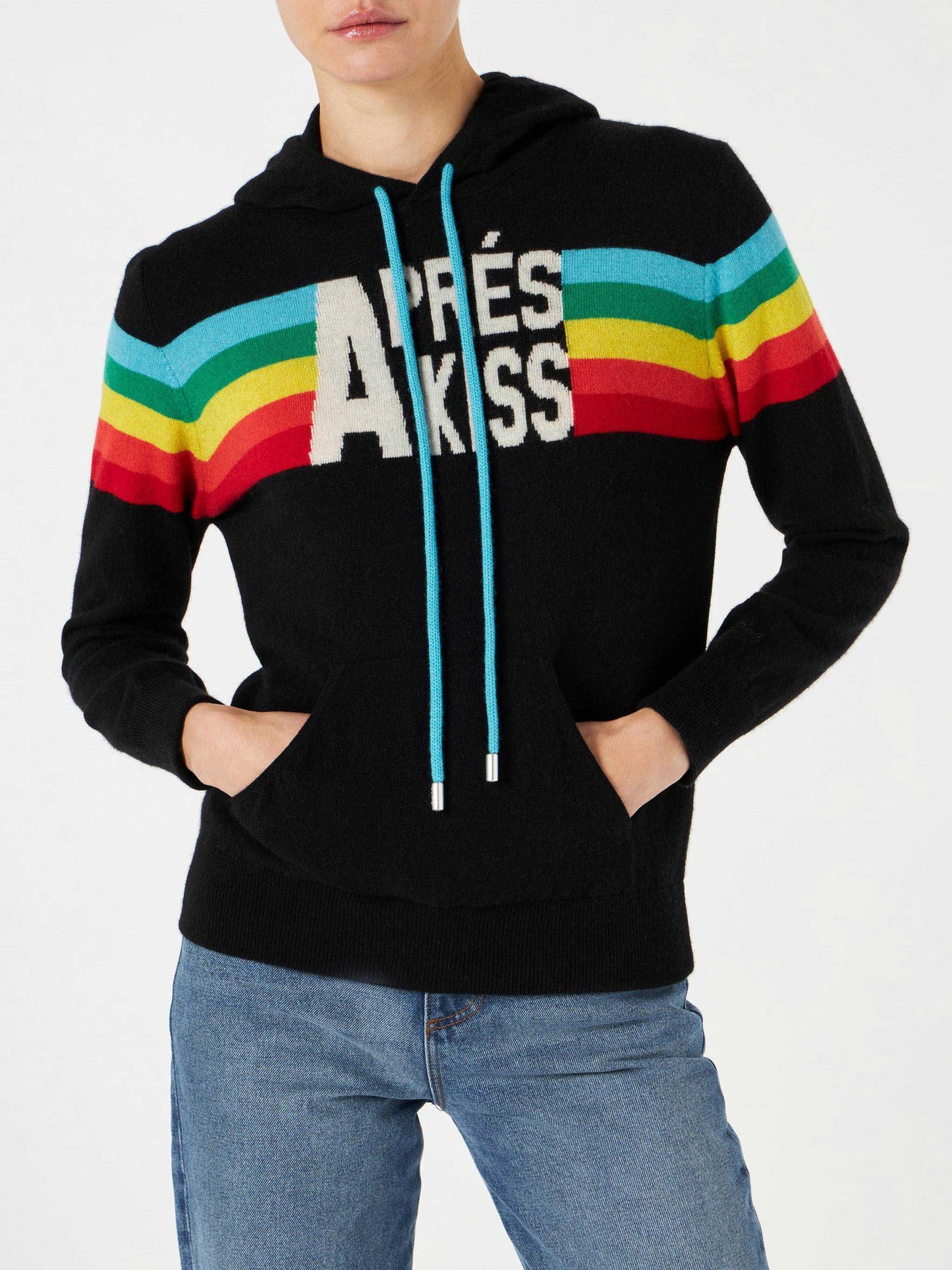 Gestricktes Sweatshirt mit Regenbogen-Intarsie