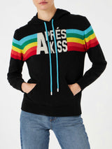 Knitted sweatshirt with rainbow intarsia