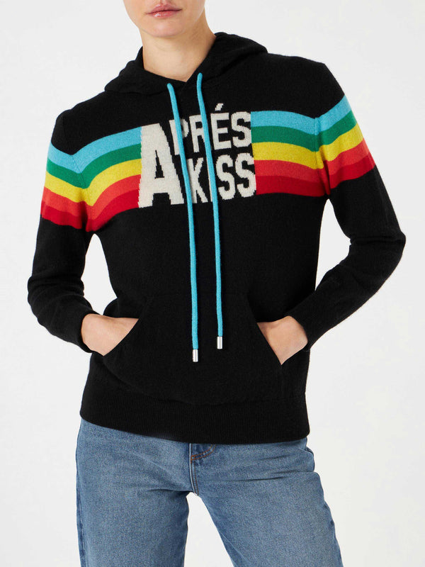 Knitted sweatshirt with rainbow intarsia