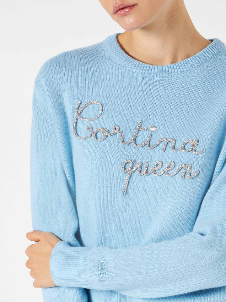 Woman sweater with Cortina Queen embroidery