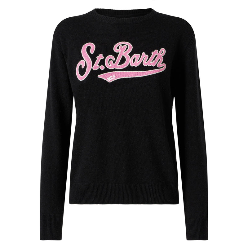 Woman sweater with Saint Barth terry logo