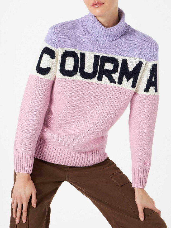 Rollkragenpullover für Damen mit Courma-Schriftzug