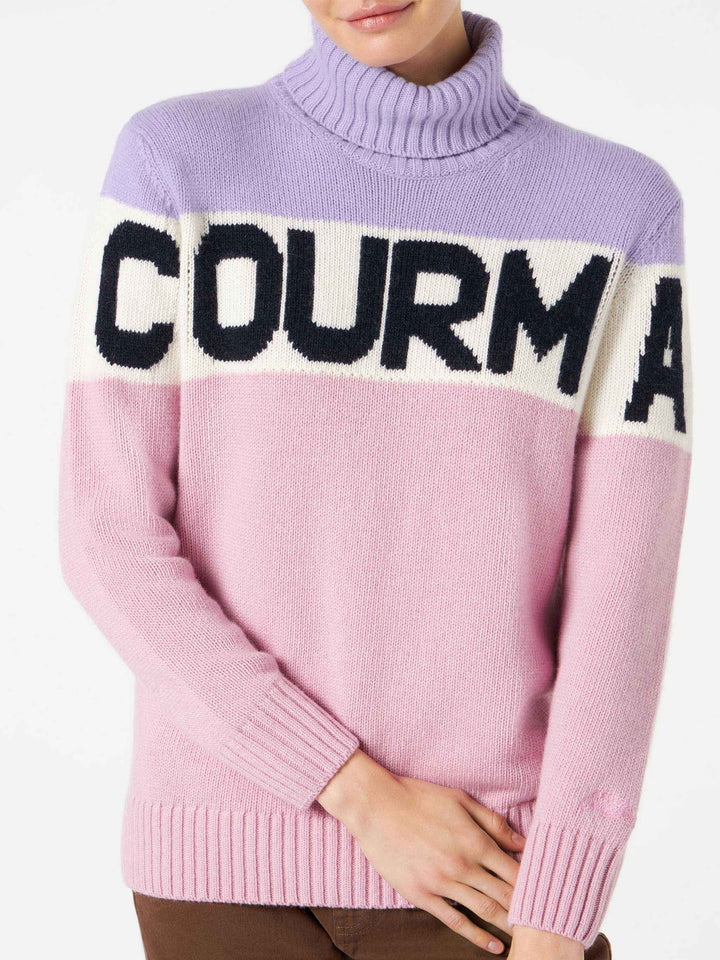 Rollkragenpullover für Damen mit Courma-Schriftzug