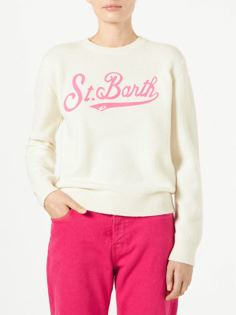 Woman sweater with Saint Barth terry logo