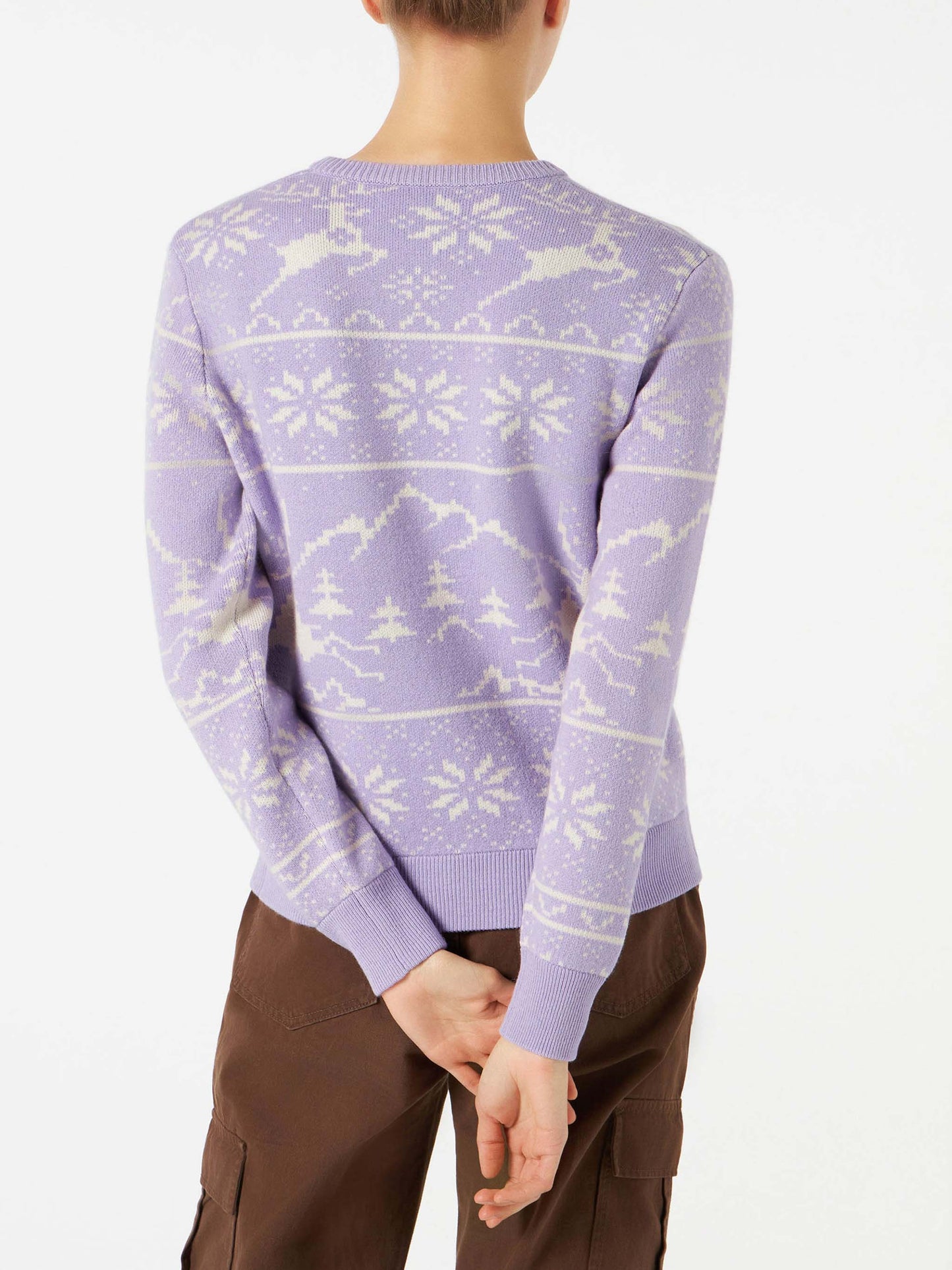 Woman sweater with Norwegian print and Cortina embroidery