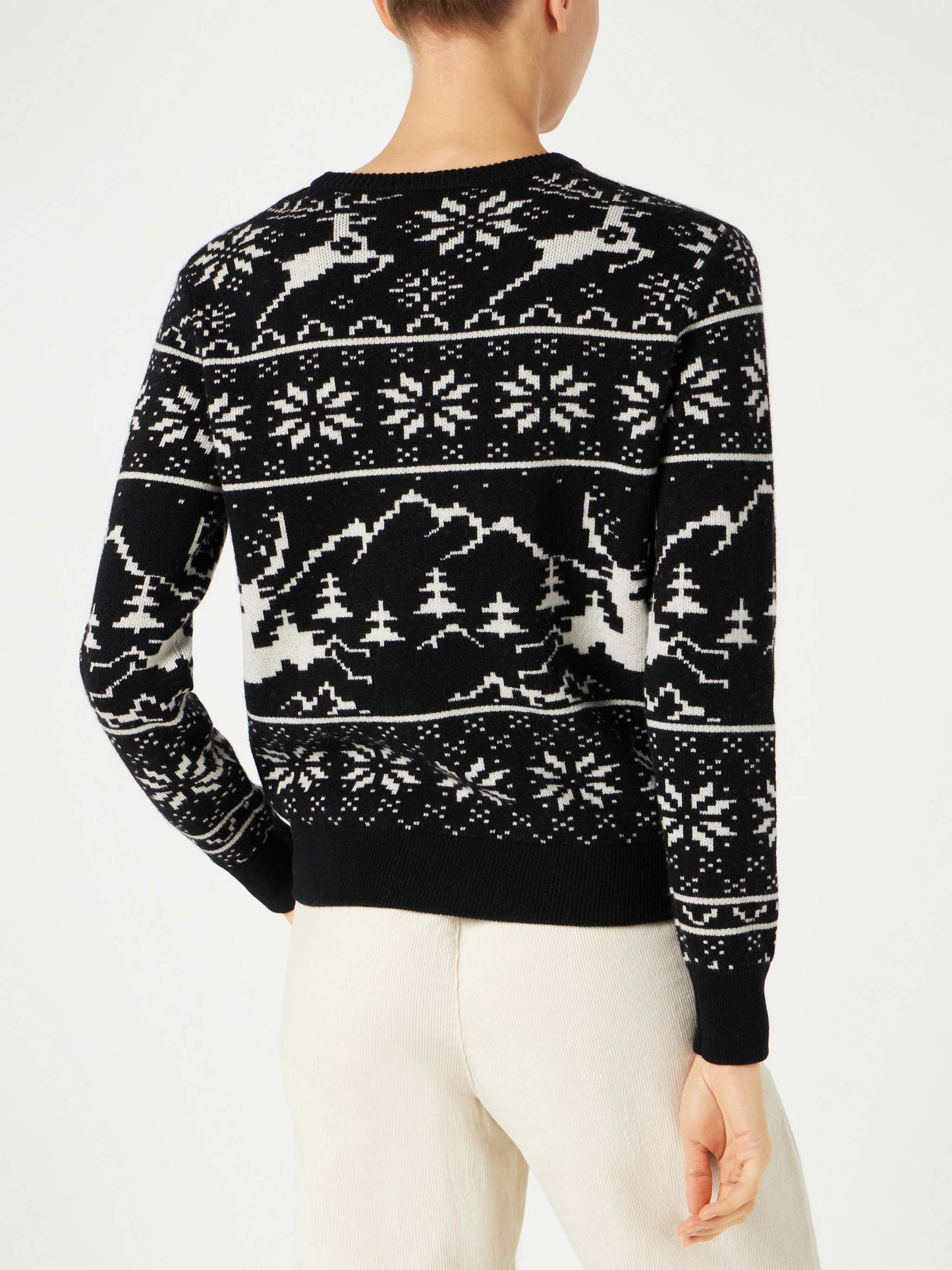 Woman sweater with Norwegian style print and Sun Moritz embroidery - MC2 Saint Barth