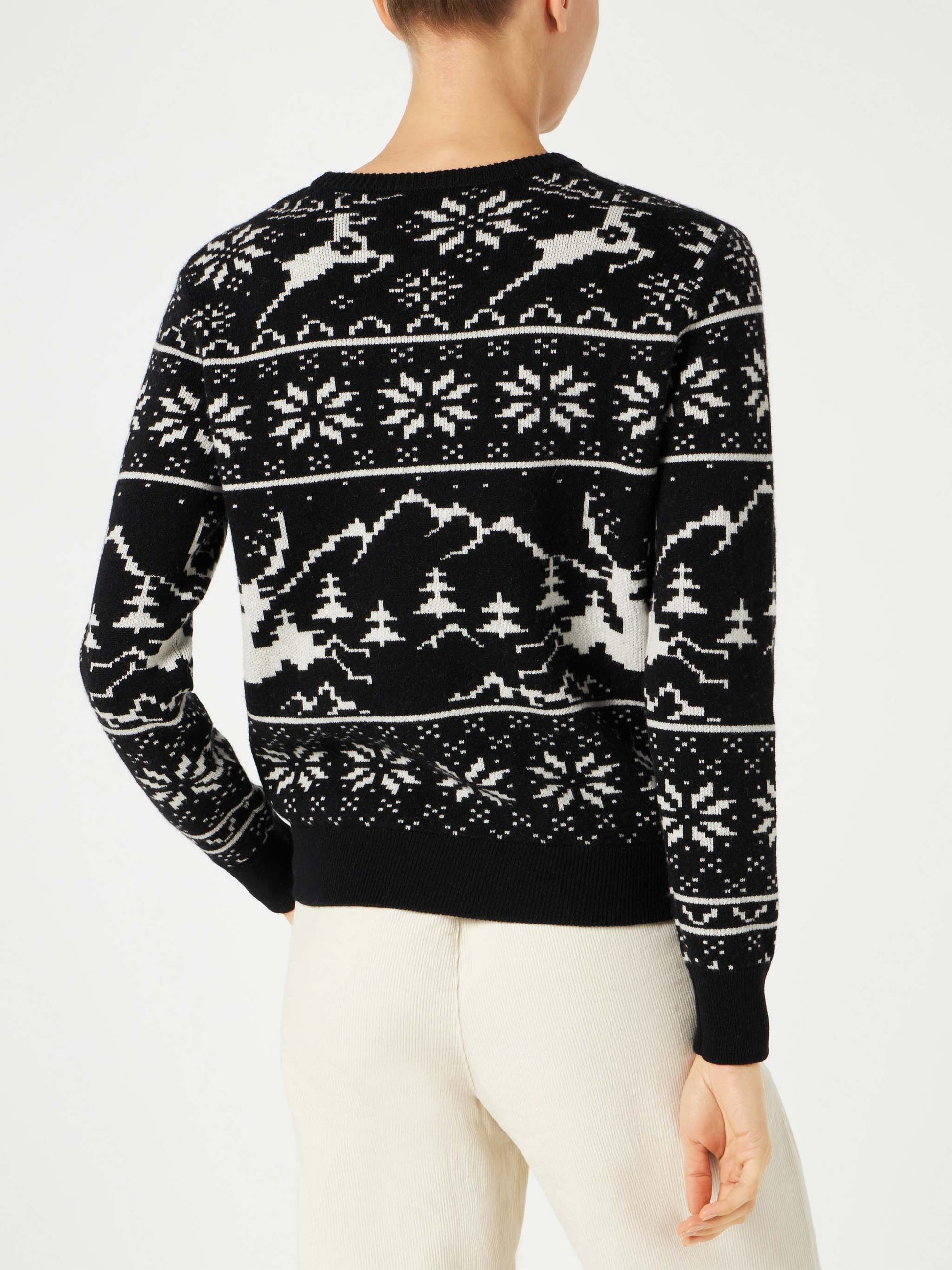 Woman sweater with Norwegian style print and Sun Moritz embroidery - MC2 Saint Barth