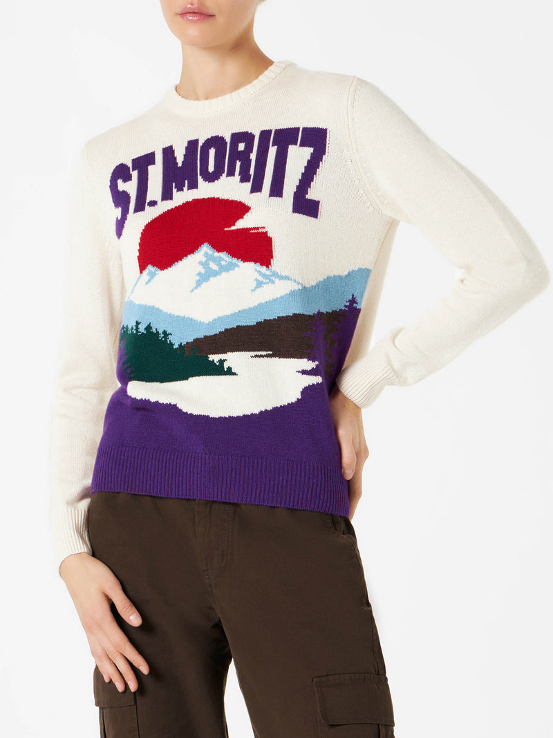 Maglione da donna girocollo con St.Moritz