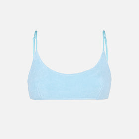 Hellblauer Frottee-Bralette-Badeanzug für Damen