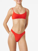 Woman orange terry bralette bikini