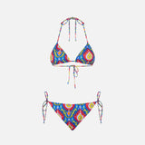 Bikini da donna a triangolo con stampa ikat