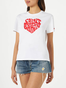 Woman cotton t-shirt with Saint Barth lettering