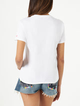 T-shirt da donna in cotone con scritta Love is in Saint Barth