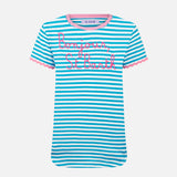 Damen-T-Shirt aus Baumwolle mit Bonjour St. Barth-Stickerei