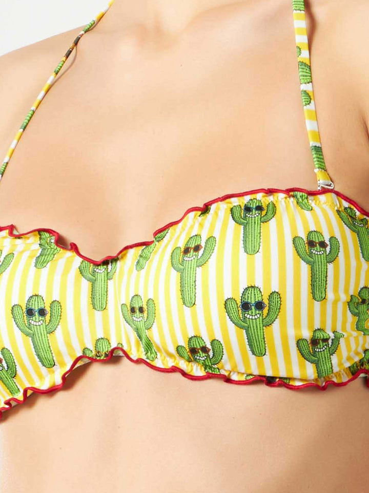 Top a fascia da donna con stampa cactus