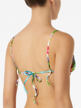 Woman triangle top with Ibiscus print
