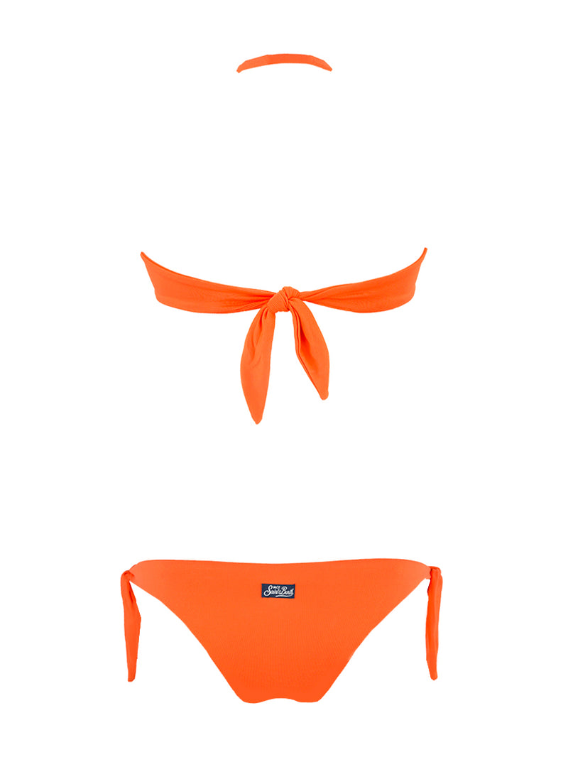 Bikini a fascia drappeggiato arancione